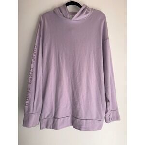 Offline by Aerie Women Purple Coffee Carbs Cardio Sleeve Graphic Hoodie Large